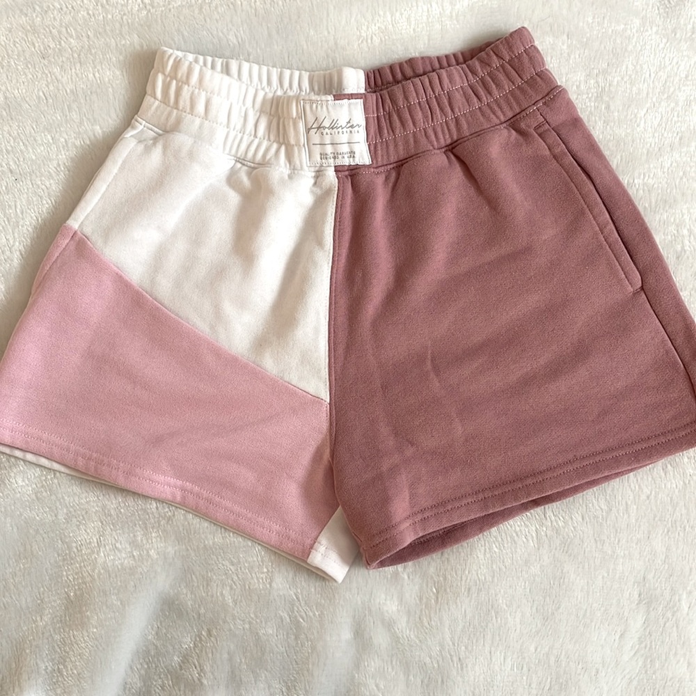 Hollister Sweat Shorts (Pink+White XS)